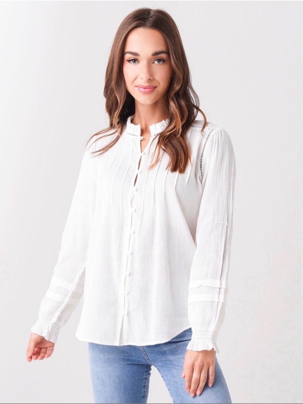 🌺FAHERTY WILLA WHITE BUTTON UP BLOUSE